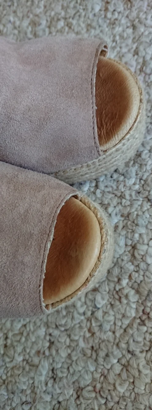 Cordani Taupe Open Toe Espadrille Suede Wedge Sandals size 6